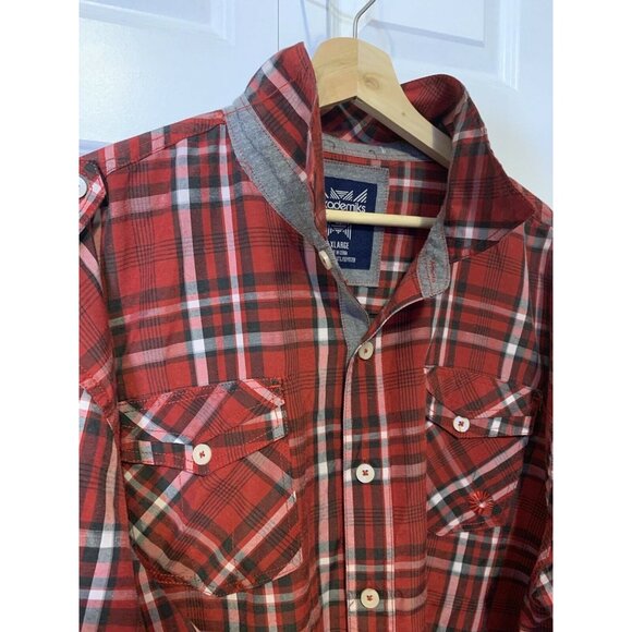 Akademiks‎ Men’s Sz 4XL Plaid Red Button Shirt Pocket - Picture 1 of 10